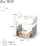 Felli Flip Tite Food Storage Container 5" LARGE Size Airtight Lid Lock Top, Stackable Kitchen Canister for Space Saving, Pantry Fridge Cupboard Organizer, Spice Seasoning Pet Treats Snack (1.1 qt) by TinyTreasures Baby Boutique