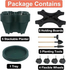 Vertical Planter 5 Tier Stackable Planters Garden Planters Strawberry Herb Flower and Vegetable Planter Indoor Outdoor Gardening Pots with Removable Wheels and Tools by CozyNest Decor