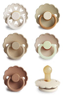 FRIGG Natural Rubber Baby Pacifier 6-Pack Cinnamon Charm | Made in Denmark | BPA-Free (0-6 Months) by TinyTreasures Baby Boutique