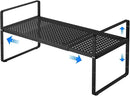 Expandable Kitchen Shelf Organizers, Kitchen Cabinet Organizer Stand Rack Organization for Countertop Cupborad Pantry, Black 1 Pack by CozyNest Decor