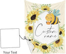 Personalized Baby Crib Bedding Set for Baby Girls, Yellow Bee Pattern Custom Name Baby Crib Sets 5-Pcs, Toddler Double Layer Blanket Fitted Sheets Changing Pad Cover Rug Wall Art Set by TinyTreasures Baby Boutique