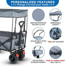 SKYMANOR Collapsible Wagon with Removable Canopy, 3-in-1 Heavy Duty Garden Cart with Big All-Terrain Wheels, Brakes, Adjustable Push Pull Handle, Cooler Bag, 300LBS Wagon Cart for Camping (Grey) by GreenHaven Gardens