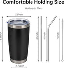 IEOVIEE 32 Pack 20oz Stainless Steel Bulk Tumblers with Lids and Straws Double Wall Insulated Travel Mug Durable Powder Coated Tumbler Bulk Cup for Cold and Hot Drinks(Black) by TinyTreasures Baby Boutique