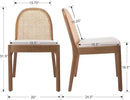 Mid Century Dining Chairs Set of 6, Accent Rattan Linen Fabric Side Chairs Kitchen Chair with Solid Wooden Legs for Living Room Dining Room, Beige by CozyNest Decor