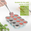 Baby Food Storage Container - 1.5oz x 12 Pods Silicone Freezer Tray with Lid for Homemade Baby Food, Fruit Purees, Vegetable & Breast Milk (Grey) by TinyTreasures Baby Boutique