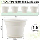 10 Inch Plastic-Flower-Pot-for-Indoor-Plants, 4 Pack Large Outdoor Planter Pot with Drainage Holes & Saucers, Resin Decorative Garden Pots Planters by CozyNest Decor