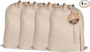 LFH Home Large Premium 100% Cotton Canvas Laundry Bag with Drawstring and Handles Heavy Duty, Multi-Use, and Washable for Home, Travel, College or Storage 20x30 (Pack of 4)-Natural by TinyTreasures Baby Boutique