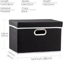 PRANDOM Foldable Storage Box with Lid [1-Pack] Fabric Collapsible Storage Bin Organizer Container Basket Cube with Cover for Home Bedroom Closet Office Nursery Black (14.9x9.8x9.8) by TinyTreasures Baby Boutique