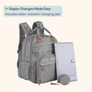 BabbleRoo Extra Large Diaper Bag Backpack, Expandable Baby Bag with Up to 50% More Capacity - Travel Essentials Baby Bag Tote with Changing Pad, Stroller Straps & Pacifier Case - Unisex, Light Gray by TinyTreasures Baby Boutique