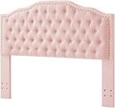 24KF Upholstered Button Tufted Queen Headboard with Nailhead Trim, Elegant Boucle Fabric Full headboard, 6031-Q-Boucle-Pink by CozyNest Decor