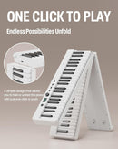 Finger Dance Folding Piano Keyboard 88 Keys, Portable Electric Keyboard with Bluetooth MIDI, Full Size Digital Piano, Wood Grain, Semi-Weighted, Touch Sensitive, with Storage Bag for Beginner by TinyTreasures Baby Boutique