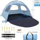 WhiteFang Beach Tent Anti-UV Portable Sun Shade Shelter for 3/4/6/8 Person, Extendable Floor with 3 Ventilating Mesh Windows Plus Carrying Bag, Stakes and Guy Lines by TinyTreasures Baby Boutique