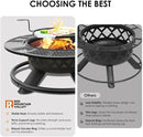 Red Mountain Valley 47" Outdoor Fire Pit with Adjustable Grill, 2-in-1 Metal Outdoor Fireplaces, Large Patio Wood Burning Fire Pits for Outside, Ideal for Backyard, Patio, Party by GreenHaven Gardens