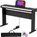 Aodsk 88 Key keyboard piano, Portable Digital Piano with Wooden stand Set for Beginners,128 Tone,128 Rhythm, 20 Demo Song, with Sustain Pedal, Carrying Case, Complimentary Online Piano Lessons by TinyTreasures Baby Boutique