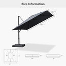 PURPLE LEAF 10' × 10' Patio Cantilever Umbrella with Base Outdoor Square Adjustable Offset Umbrellas with 360-degree Rotation and 8 Heavy Duty Metal Ribs for Garden Deck Pool Grey by GreenHaven Gardens