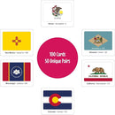 Menique U.S. States Flags Memory Matching Game – 100 Cards (50 Pairs) – Learn State Flags, Capitals & Abbreviations – Educational Card Game for Kids and Adults by TinyTreasures Baby Boutique
