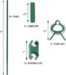 MAXPACE 93pcs Garden Stakes Kit: Includes 30 Sets of Fiberglass Plant Sticks Supports & Accessories for DIY 4ft, 5ft, 6ft, 7ft Stakes for Tomato, Vegetables, Indoor & Outdoor Gardening Supplies by GreenHaven Gardens