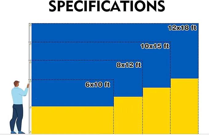Ukraine Extra Large Flag 8x12FT Giant Ukrainian National Polyester Flag With 3 Grommets For Patriotic Ukrainian Themed Festival Events Party Decoration (Ukraine, 8x12FT), photo 2 of 7