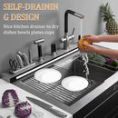 LEMIKKLE 20.5" x 13" Roll Up Dish Drying Rack Silicone Wrapped Over The Sink Dish Drying Rack Foldable Sink Drying Mat, Heat-Resistant & Anti-Rust Dish Rack for Kitchen Sink, Black by CozyNest Decor
