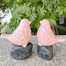 2PCS Ceramic Bird Figurines Decorative Bird Ornaments Statue for Home Garden Decor (Pink) by GreenHaven Gardens