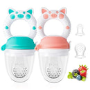 Baby Solids/Frozen Fruit Feeder Pacifier, Infant Teether Toy 4M+, BPA-Free Silicone Pouch & Nipple, Safely Introduce Solids, Teething Relief, 2-Pack (Piglet - Mint Green Pink, S/M/L) by TinyTreasures Baby Boutique