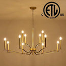 12 Light Gold Living Room Chandelier High Ceiling Foyer Candle Chandelier Large Modern Brass 44in Metal Chandeliers Hanging Light for Master Bedroom Dining Room Light Fixture Over Table by CozyNest Decor