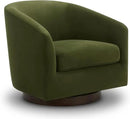 CHITA Swivel Accent Chair, FSC Certified Upholstered Velvet Barrel Chair for Living Room, Fully Assembled, Forest Green by CozyNest Decor