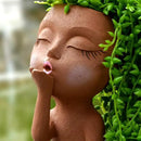 Face Planter, Head Planter, Women Faces Flower Pots, Plant Pots, Small Kissing Succulent Pots for Indoor Outdoor Plants, Cute Vase Home Decor, Brown by GreenHaven Gardens