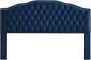 24KF Upholstered Button Tufted King Headboard with Nailhead Trim, Soft Velvet Fabric Headboard King/CA King - Navy by CozyNest Decor