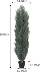 THE BLOOM TIMES 5ft Topiary Trees Artificial Outdoor – UV Resistant Faux Cedar Pine Cypress Bushes and Shrubs, Fake Potted Plants for Front Porch Outside Planter Patio Decor, Set of 2 (5 Foot) by GreenHaven Gardens