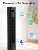 ZAFRO Tower Fan for Bedroom, 90° Oscillating Fan with 12H Timer, 37”Standing Fans with Remote, Bladeless Fan with 4 Modes & 3 Speeds, Black by CozyNest Decor