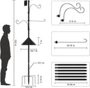 Bird Feeder Pole 118 Inch, Hummingbird House Mount Kit With Squirrel Proof Baffle, Double Shepherds Hooks for Outdoor, Yard, Garden Decor, Black (House Not Included) by GreenHaven Gardens