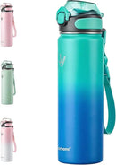 Enerbone 24 oz Insulated Water Bottle, Stainless Steel Bottle with Carrying Strap, Double-Wall Vacuum Insulation Design, Leakproof Sports Bottle with Straw, Keep Drinks Cold or Hot for Hours by CozyNest Decor