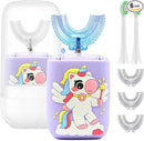 Kids Electric Toothbrush, U Shaped Toothbrush Kids Sonic Automatic Brush with Cup 5 Brush Head 6 Sonic Clean Modes IPX7 Waterproof Unicorn Design Rechargeable Smart Timer for Children 2-7 by TinyTreasures Baby Boutique