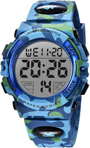 Kids Watch,Boys Watch for 3-15 Year Old Boys,Digital Sport Outdoor Multifunctional Chronograph LED 50 M Waterproof Alarm Calendar Analog Watch for Children with Silicone Band,Kids Gift by TinyTreasures Baby Boutique