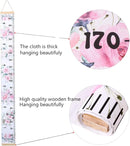 Kids Growth Chart, Wood Frame Fabric Canvas Height Measurement Ruler from Baby to Adult for Child's Room Decoration 7.9 x 79in (7.9 x 79in, Flowers) by TinyTreasures Baby Boutique