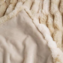 BATTILO HOME Ruched Luxury Faux Fur Throw Blanket Beige Tie-dye Rabbit Fur Blanket for Couch, Living Room, Fuzzy, Soft, Plush, Cozy, Elegant with Reversible Mink Blanket Beige, 60"x80" by CozyNest Decor