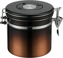 malmo Coffee Canister, Airtight Coffee Container with Date Tracker Lid, Stainless Steel Canister for Kitchen Food Storage (Black-Copper, 12oz) by CozyNest Decor