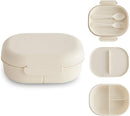 mushie Kids Bento Lunch Box | 3-Compartment & Removable Divider + Fork & Spoon Utensils | Great For Meals, School, Snacks On-the-Go | Dishwasher Safe (Ivory) by TinyTreasures Baby Boutique