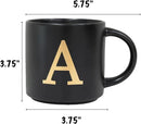 COLLECTIVE HOME - Monogram Ceramic Mugs, 15 oz Golden Initial Black Coffee Cups, Elegant Alphabet Tea Mugs, Elegant Personalized Mug with Gift Box, Unique Mug with Double Side Capital Lette (A-1) by CozyNest Decor