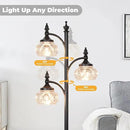 Black Floor Lamp for Living Room,Tall Standing Lamp Dimmable Tree Floor Lamps with 3 Rotatable Lights Glass Shade 66.5'' Modern Corner Lamp for Bedroom Office(3LED Bulbs Included) by CozyNest Decor