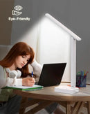Addtam LED Desk Lamp, Power Strip with 3 Outlets 4 USB Charging Ports(2 USBC), 4 Modes 5 Level Brightness Touch Lamp, Small Desk Lamp for Home Office College Dorm Room Essentials, White by CozyNest Decor