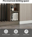 Wall Room Divider, Storage Cabinet Storage Display with Shelves, Modern Freestanding Wood Room Divider Screen, Wall Privacy Screens for Home Decorative (Grey Oak+Black,55" L x 9.5" W x 79.5" H) by CozyNest Decor