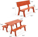 AVAWING Outdoor Convertible Wood Bench with Backrest, Patio Wood Convert a Bench, Space-Saving 2-in-1 Picnic Table Chairs Set for Backyard, Porch, Patio, Garden, Tangerine by CozyNest Decor