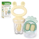 Haakaa Baby Fruit Food Feeder & Mini Freezer Nibble Tray Combo, Breastmilk Popsicle Molds for Baby Cooling Relief, BPA Free Silicone Feeder for Safe Infant Self Feeding, 4 Month+ (Oat) by TinyTreasures Baby Boutique