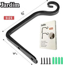 Jardim 2 Pack 6 Inch Premium Decorative Metal Iron Wall Hook, Indoor Outdoor Plant Hanger, Rustic Hanging Gardening Bracket Hook, for Planters, Bird Feeders, Lanterns, Wind Chimes (Black) by GreenHaven Gardens