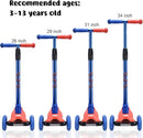 3 Wheel Scooter for Kids Ages 6-12,Kids Scooter with Light Up Wheels, Sturdy Deck Design, and 4 Height Adjustable Suitable for Kid Ages 3-12 by TinyTreasures Baby Boutique