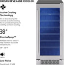 Zephyr Brisas 15 Inch Slim Beverage Fridge Single Zone Under Counter - Narrow Mini Wine & Drink Cooler Small Cabinet Wine Refrigerator Home Bar Freestanding with Glass Door - 4 Bottles, 64 Cans by CozyNest Decor