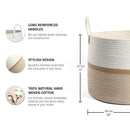 OrganiHaus Boho Woven Basket for Blankets and Laundry, Decorative Large Storage Bin for Living Room, Nursery Basket for Toys & Clothes, Soft Cotton Rope with Handles 20x13 inches - Striped Honey by TinyTreasures Baby Boutique