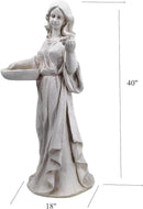 Garden Outdoor Nymph Statue Girl Maid Statue 40 Inch with Birdbath Bird Bath Bowl Magnesium Oxide Sculpture Patio Yard Lawn Decor Ivory by GreenHaven Gardens